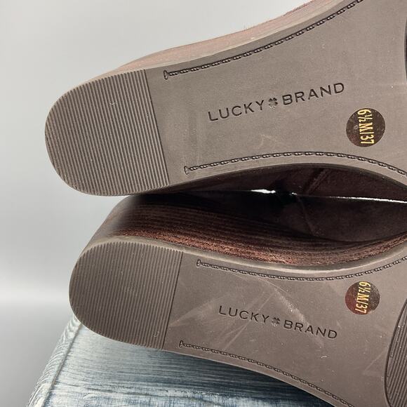 NEW Lucky Brand Women’s Zoralina Leather Ankle Boots Brown Size 6.5M - Picture 9 of 10